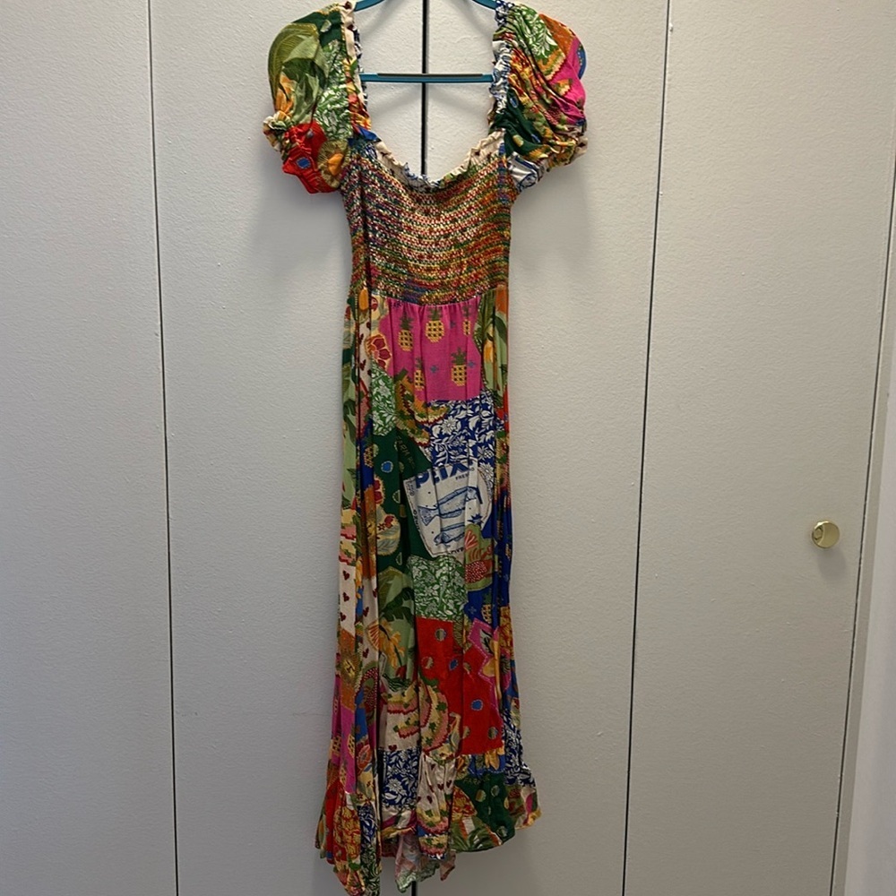 FARM RIO Sunny Mix Midi Dress In Pink in Size Medium